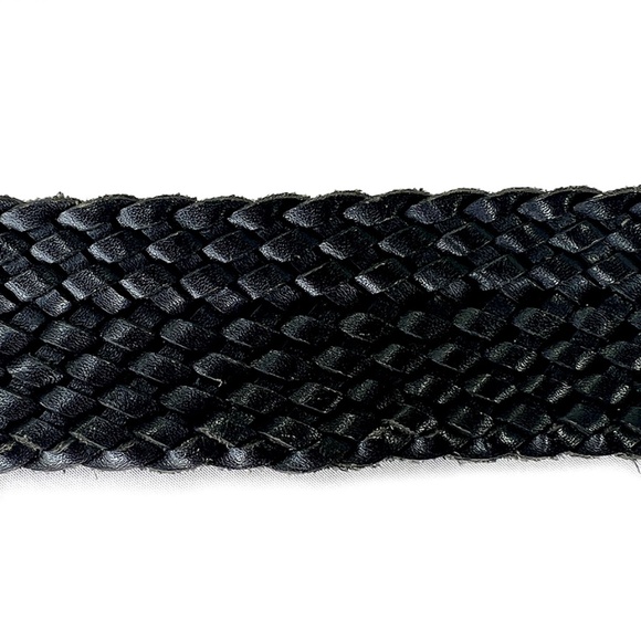 Vintage Black Braided Leather Belt with Fringe Tail - Picture 4 of 4